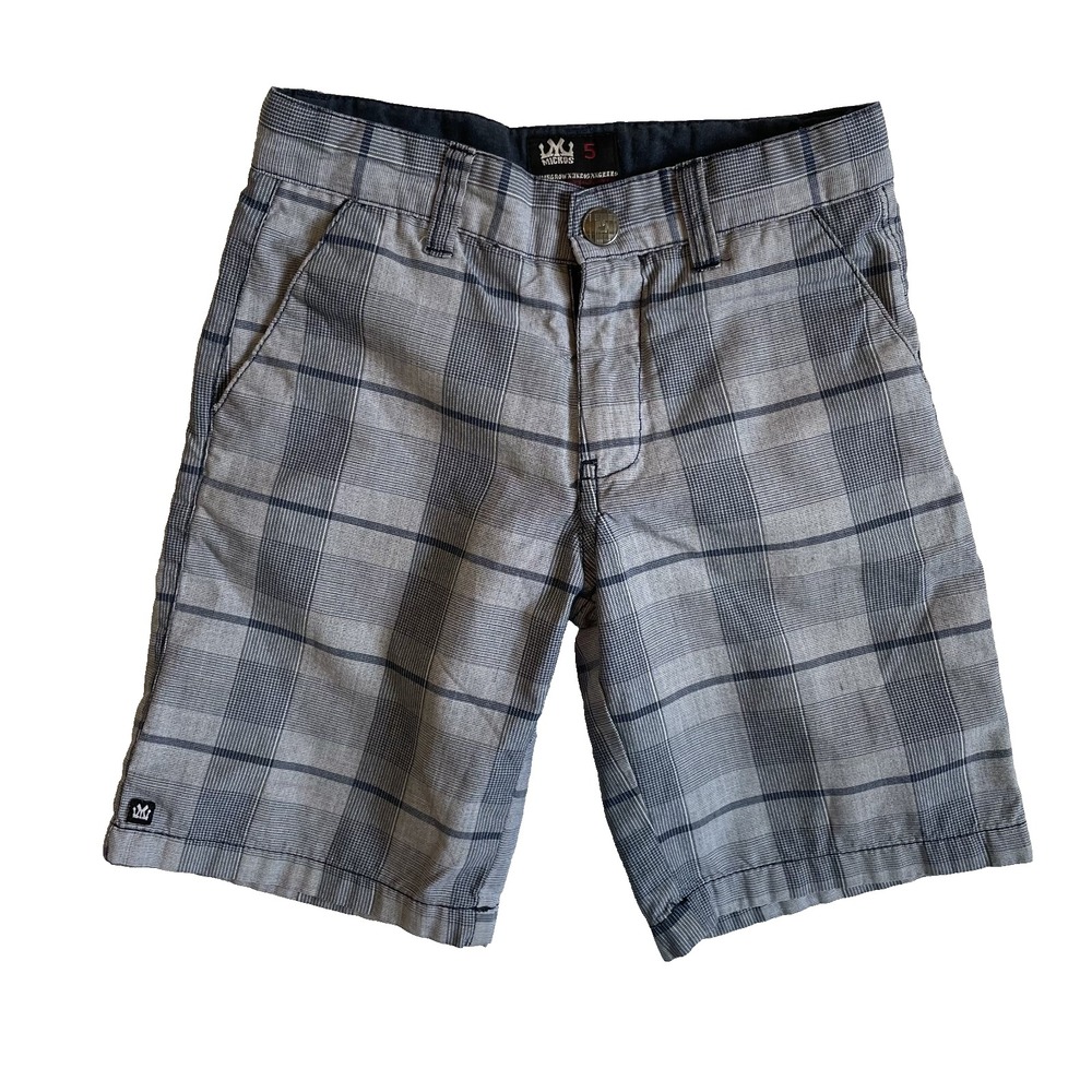 Micros Boys Youth Blue Plaid Shorts, Size 5